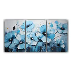 GENERICO - Set 3 Lienzos De Tela Tonos Para Cuarto En Negro Y Azul Con 240x120cm