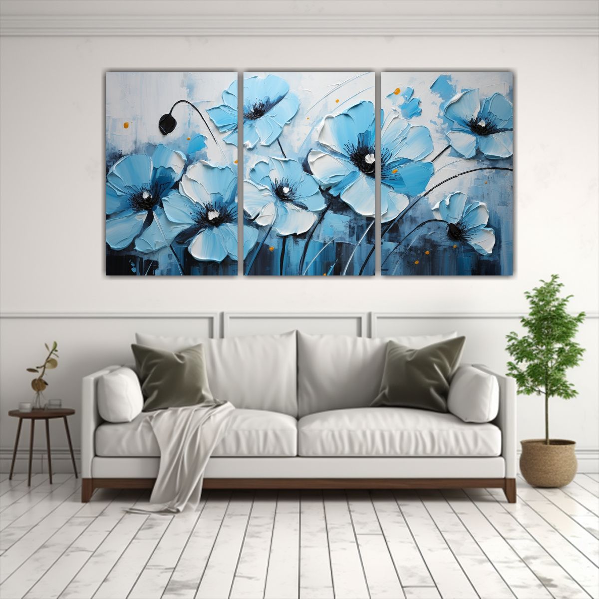 GENERICO - Set 3 Lienzos De Tela Tonos Para Cuarto En Negro Y Azul Con  240x120cm