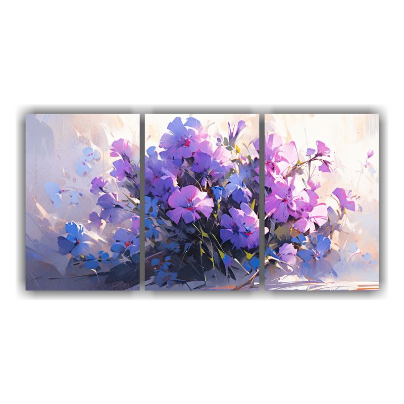 GENERICO - Tres Canvas Conceptual Linda A Purple Y Magenta Flores En Li 240x120cm