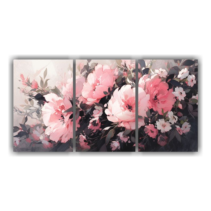 GENERICO - Cuadros De Flores Negras Y Rosas Para Decorar El Comedor 240x120cm