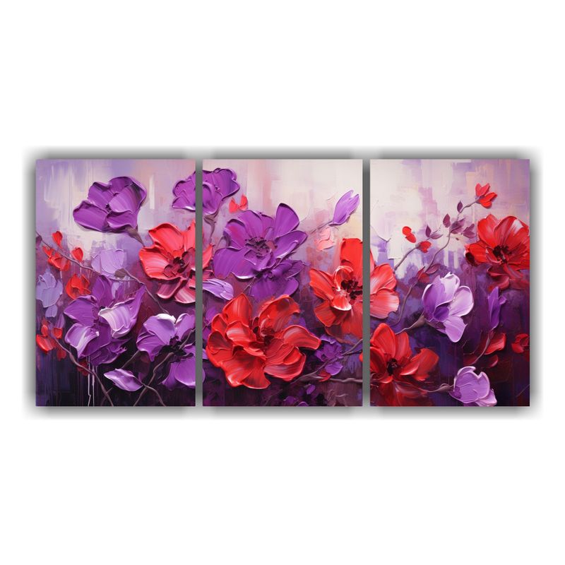 GENERICO - Pintura En Lienzo De Flores En Colores Morado Y Rojo Para De 240x120cm