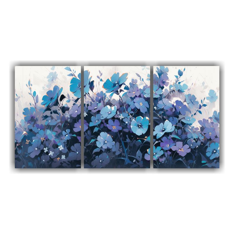 GENERICO - Cuadros Decorativos Morado Y Turquesa Con Flores En Tela 240x120cm