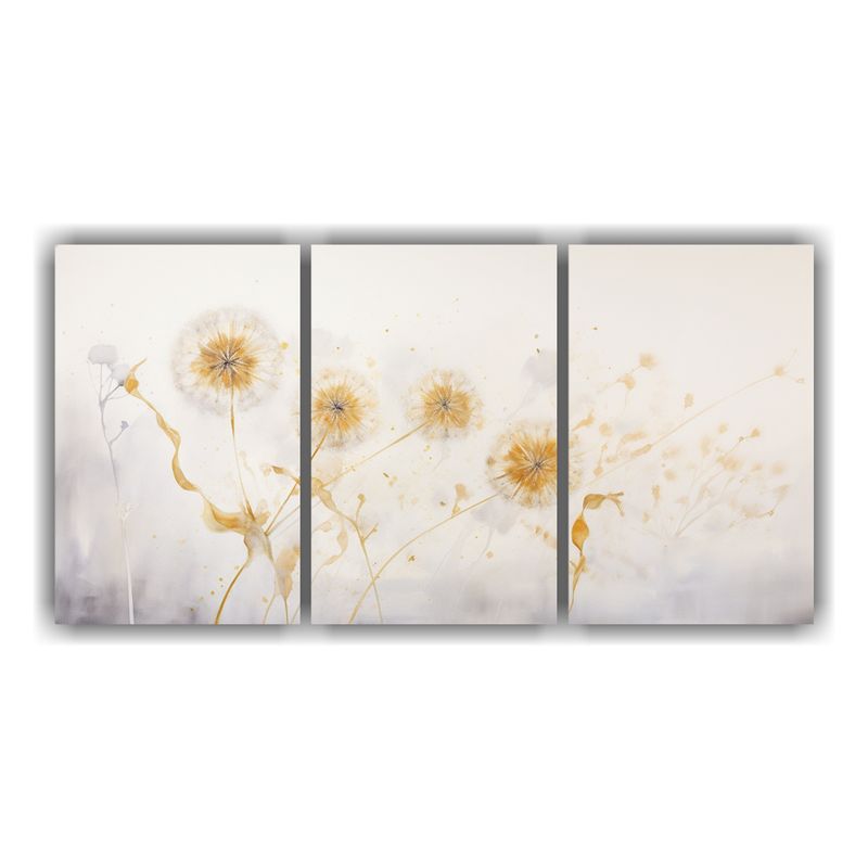 GENERICO - Cuadro Abstracto De Diente De León En Blanco Y Dorado Para  240x120cm