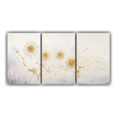 GENERICO - Cuadro Abstracto De Diente De León En Blanco Y Dorado Para 240x120cm
