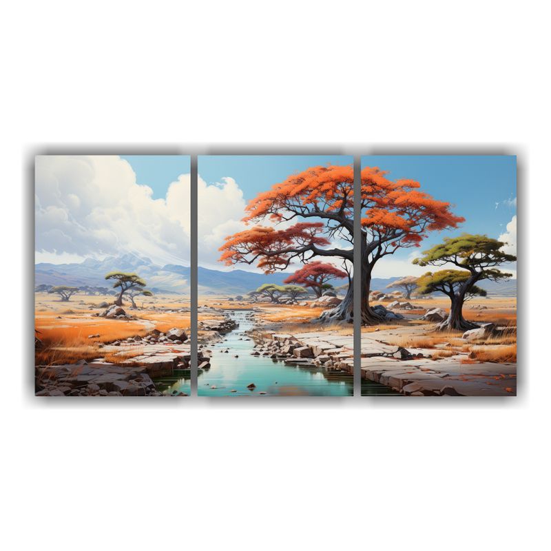 GENERICO - Set 3 Telas En Bastidor Finas Líneas Armonía A Sabana Y De 240x120cm
