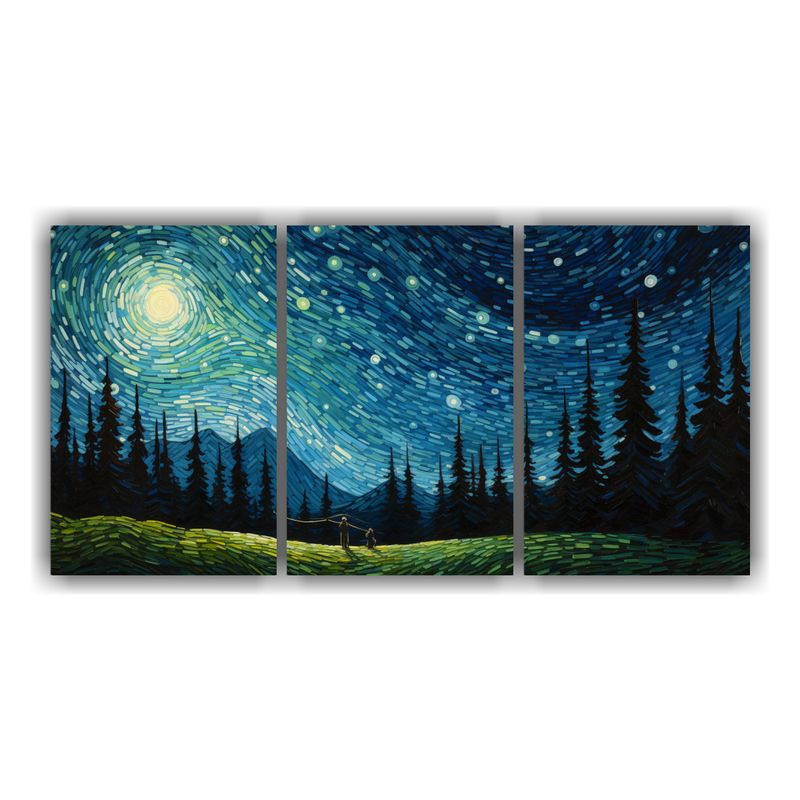 GENERICO - Lienzos De Cuadro Living Noche Estrellada De Un Hombre Volan 240x120cm