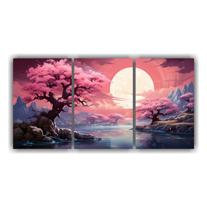 GENERICO - Pinturas Decorativas De Tela Conceptual: Bosque Blanco Y Ros 240x120cm