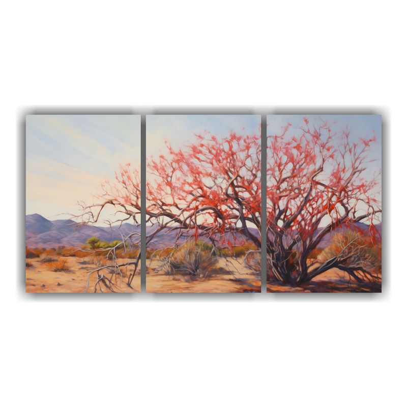 GENERICO - Conjunto 3 Lienzos Tela Abstracta Ocotillo Árbol Pintura Al 240x120cm
