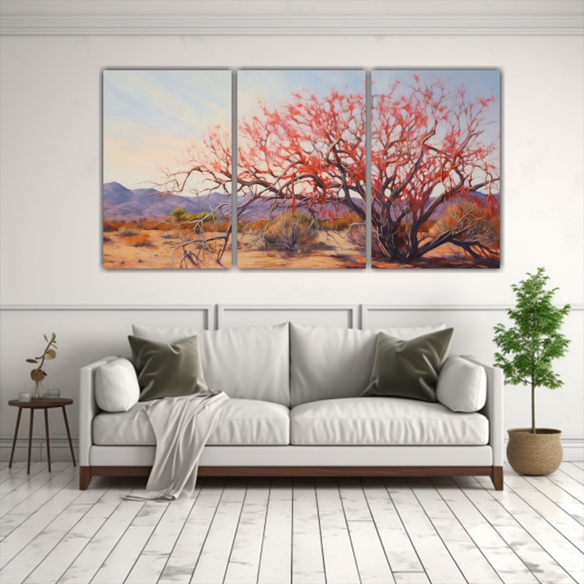 GENERICO - Conjunto 3 Lienzos Tela Abstracta Ocotillo Árbol Pintura Al 240x120cm