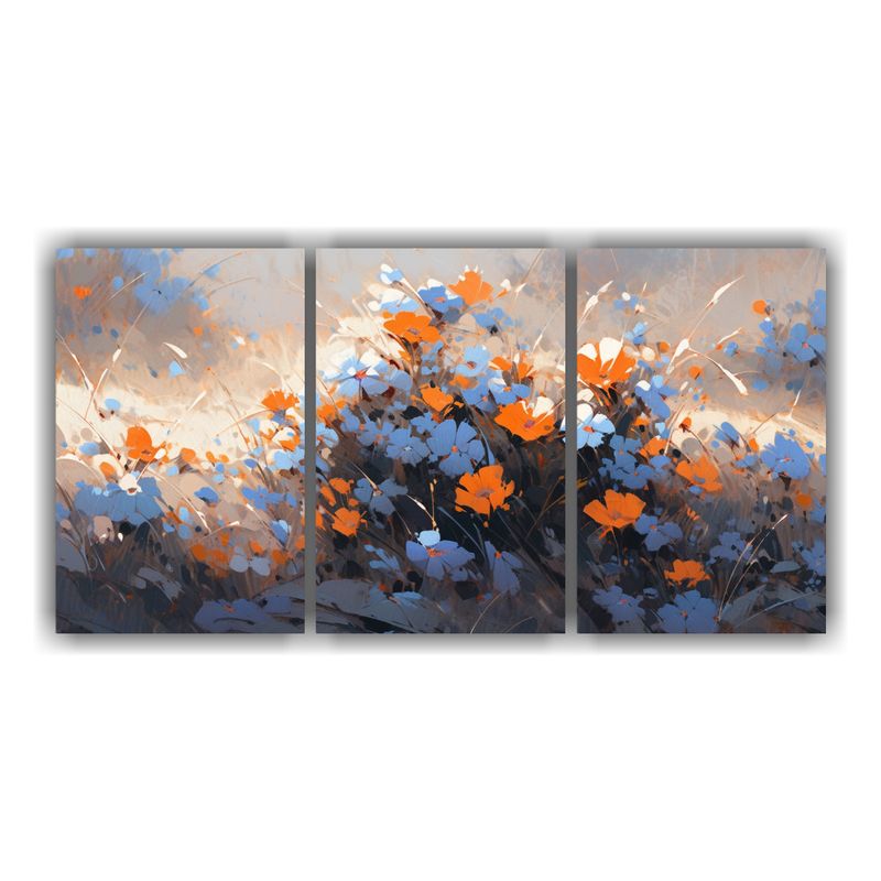 GENERICO - Set 3 Telas En Bastidor Inspiración Única De Flores En Col 240x120cm