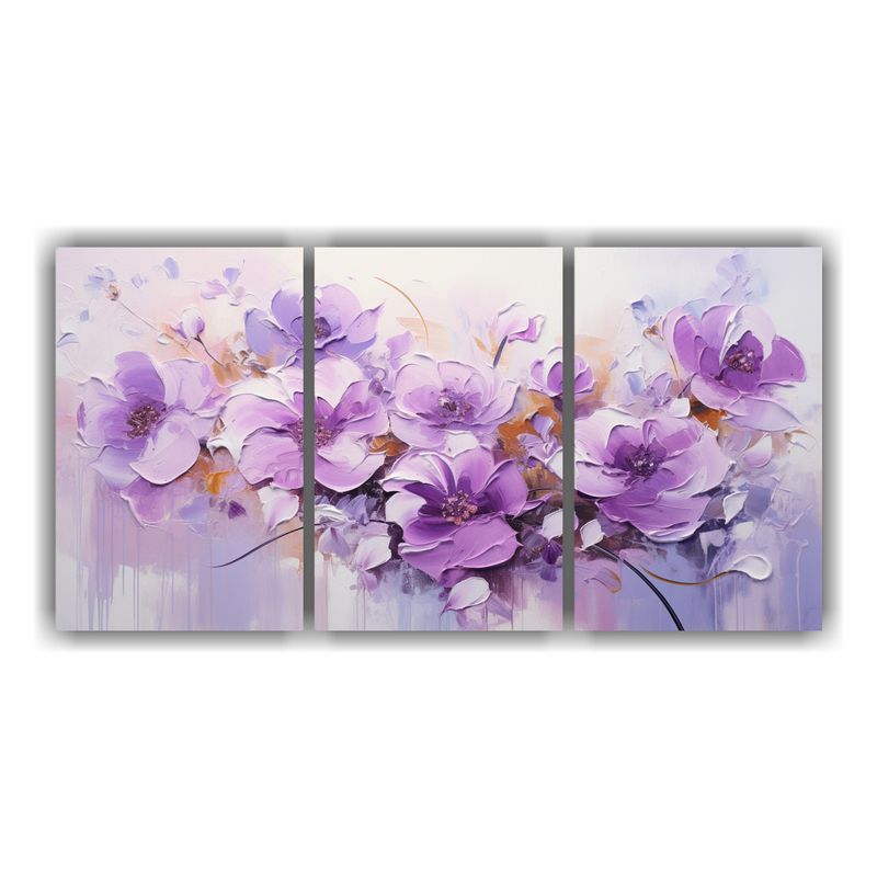 GENERICO - Pintura Elegante De Flores En Colores Morados En Lienzo Esti 240x120cm