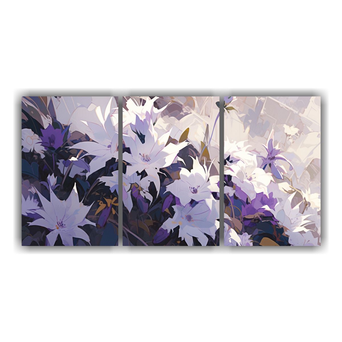 GENERICO - Pintura De Flores Moradas Y Blancas En Lienzo Arte De Pared  240x120cm