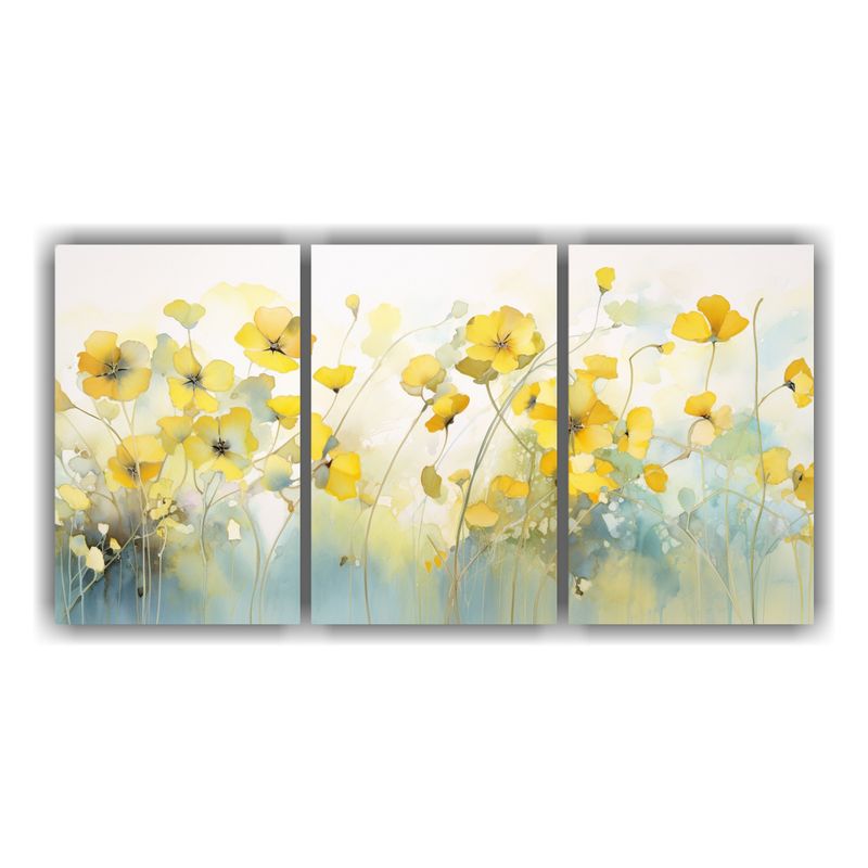 GENERICO - Set 3 Pinturas Abstractas De Cuadro De Colores Amarillo Y Do 240x120cm