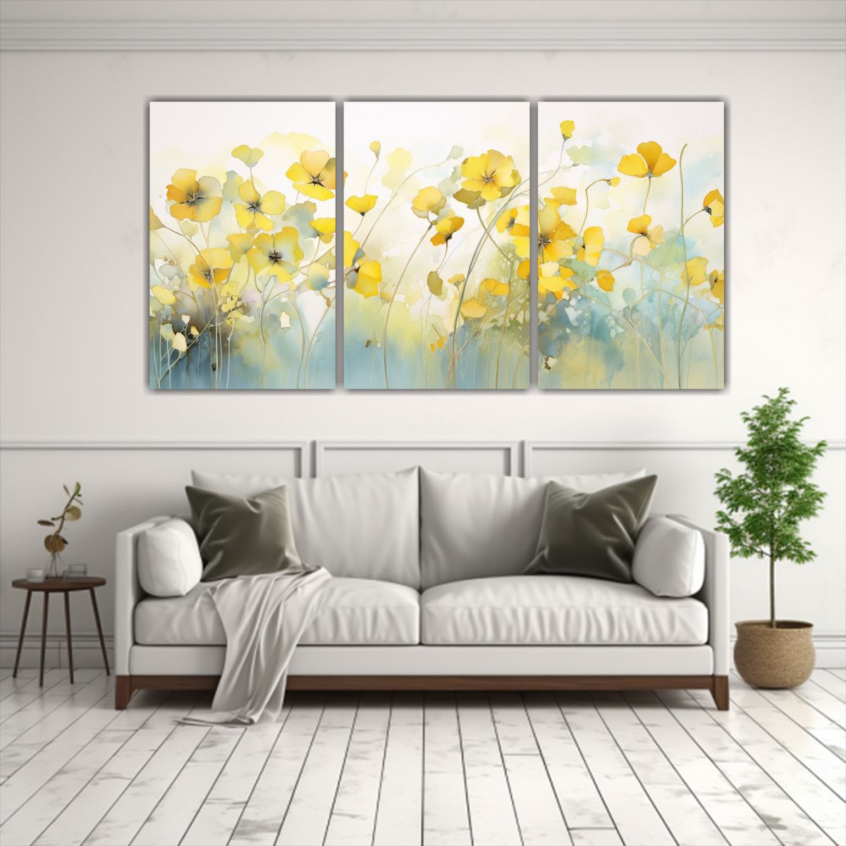 GENERICO - Set 3 Pinturas Abstractas De Cuadro De Colores Amarillo Y Do 240x120cm