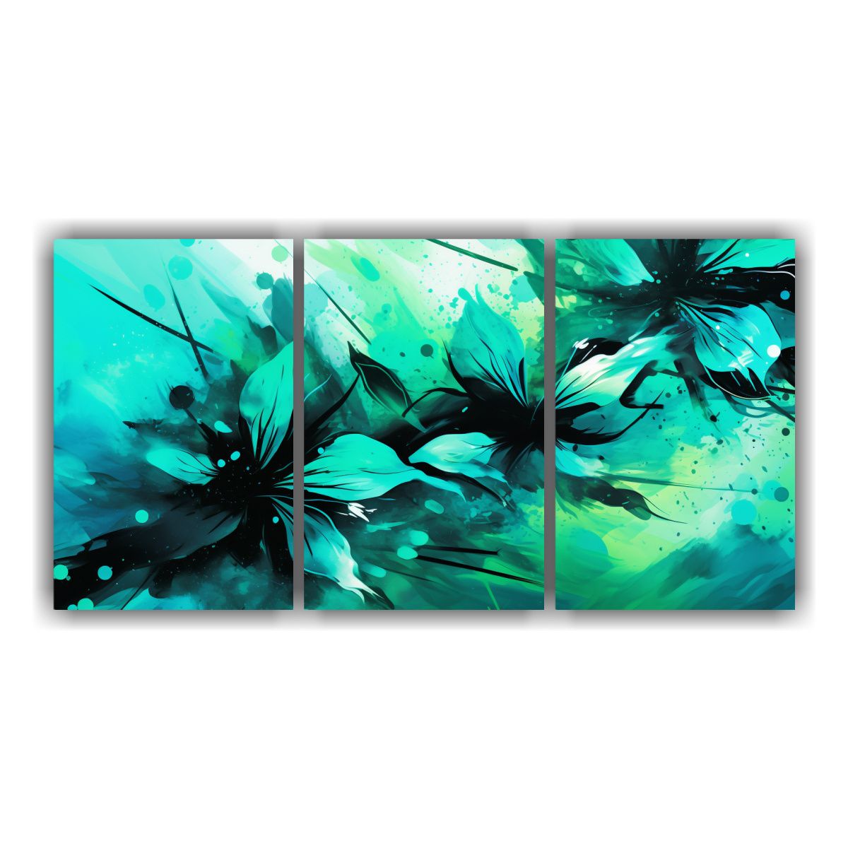 GENERICO - Pinturas Decorativas Tres Artes Conceptual En Verde Y Turque 240x120cm