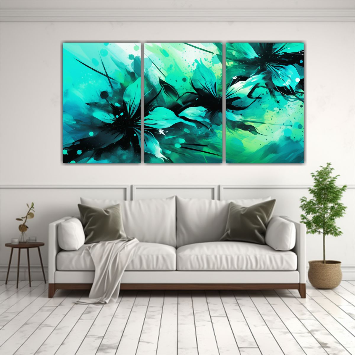 GENERICO - Pinturas Decorativas Tres Artes Conceptual En Verde Y Turque 240x120cm