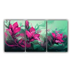 GENERICO - Cuadros Modernos Estilo Verde Y Rosa Atmosfera Neonoir Decor 60x30cm