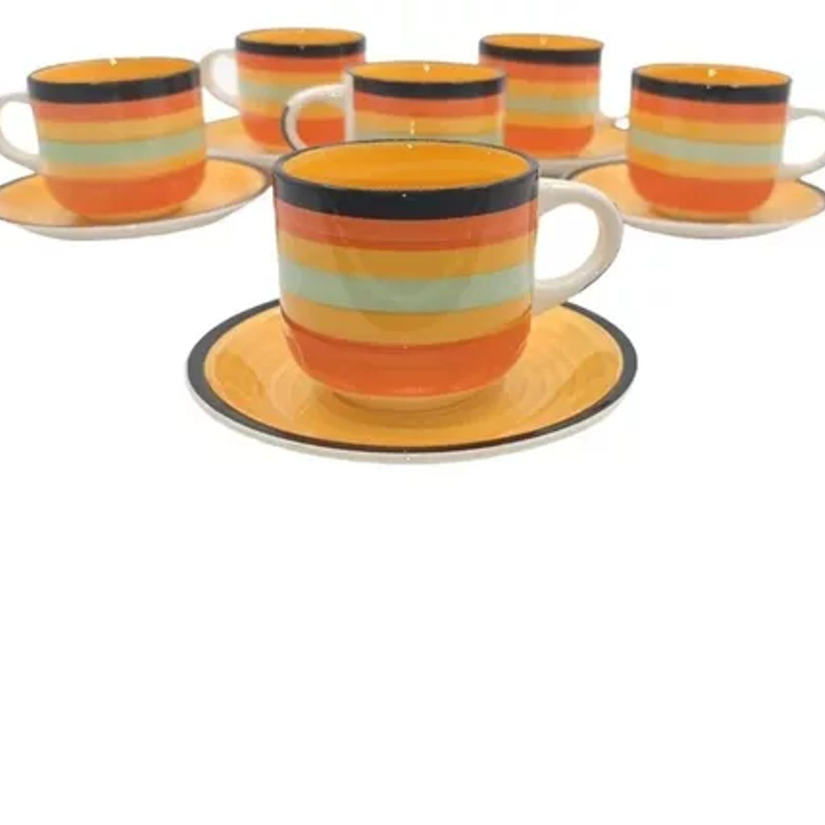 GENERICO - Set De Tazas De Loza Con Plato Cafe 12pcs 350ml