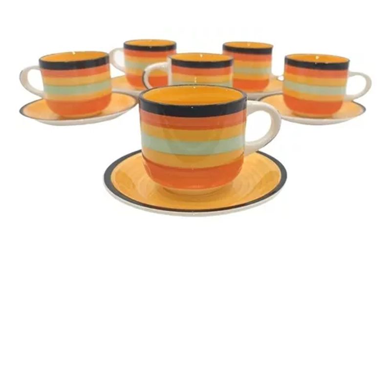 GENERICO - Set De Tazas De Loza Con Plato Cafe 12pcs 350ml