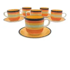 GENERICO - Set De Tazas De Loza Con Plato Cafe 12pcs 350ml
