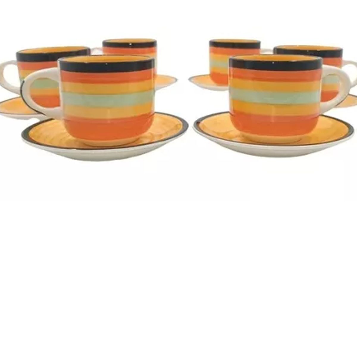 GENERICO - Set De Tazas De Loza Con Plato Cafe 12pcs 350ml