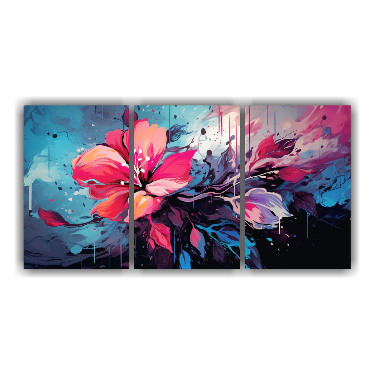 GENERICO - Set 3 Cuadros Hermoso Visual Neonoir En Colores Sutiles Esti 240x120cm