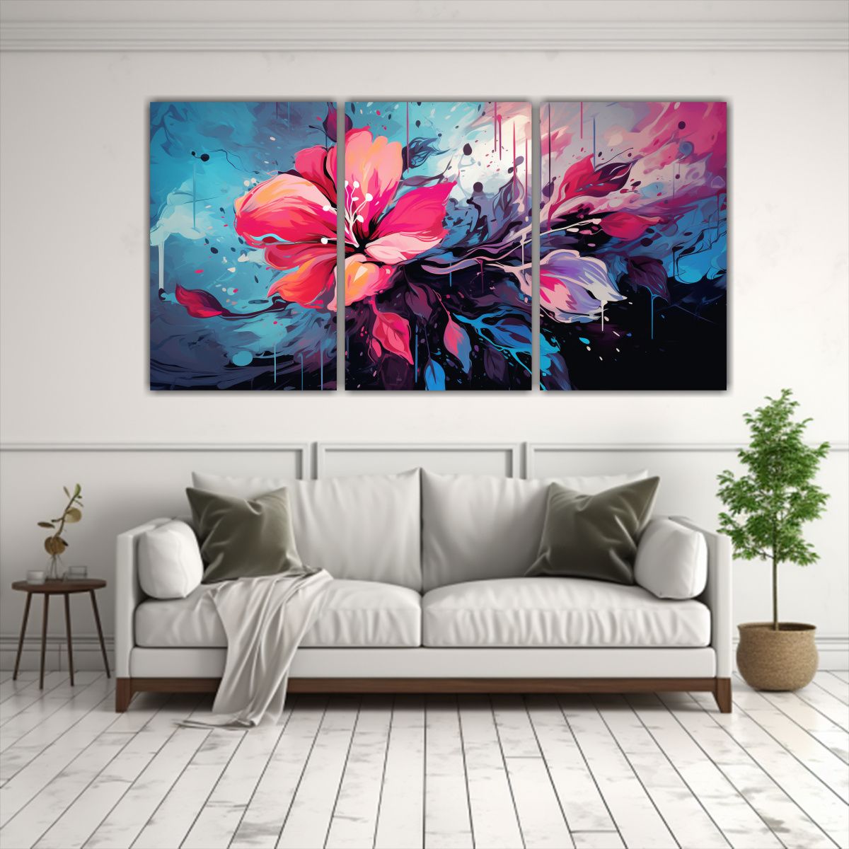 GENERICO - Set 3 Cuadros Hermoso Visual Neonoir En Colores Sutiles Esti 240x120cm