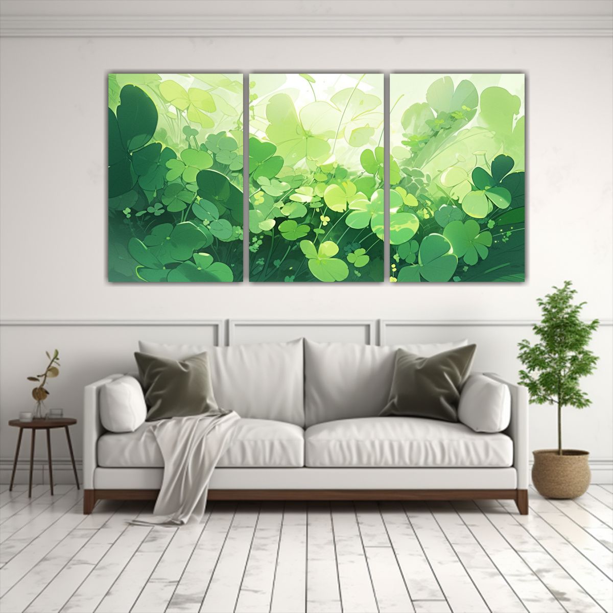 GENERICO - Conjunto 3 Telas Vanguardia Lineales Colores Verde Atmosfera 240x120cm