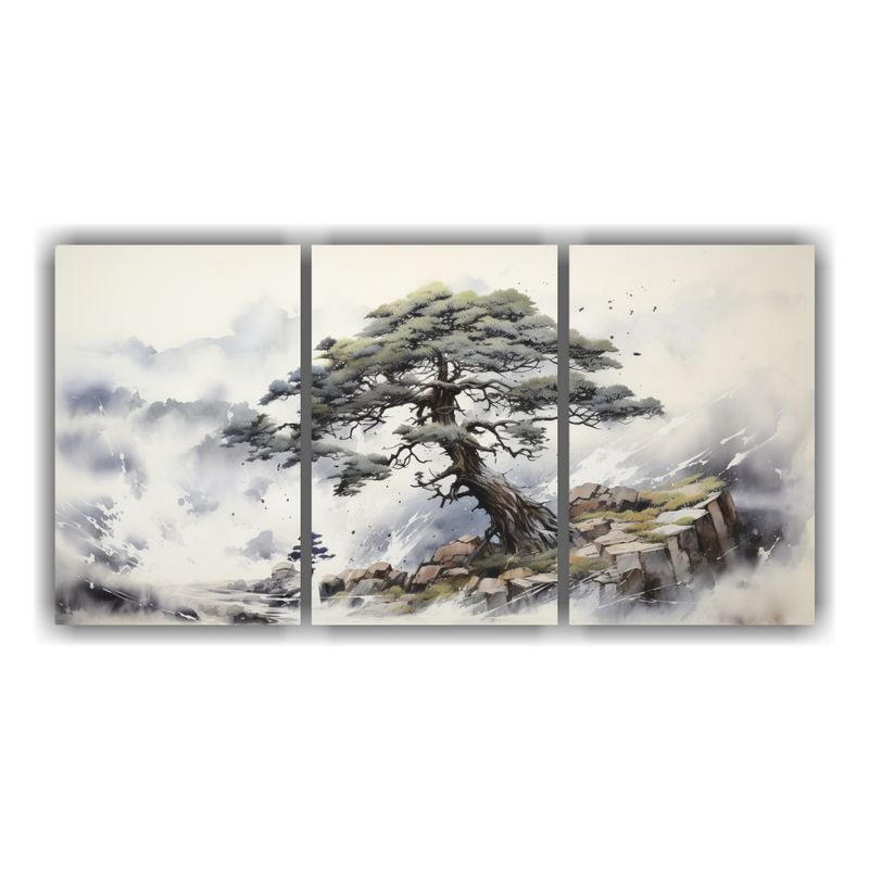 GENERICO - Pintura Abstracta De Un árbol De Ciprés En Blanco Y Negro  240x120cm