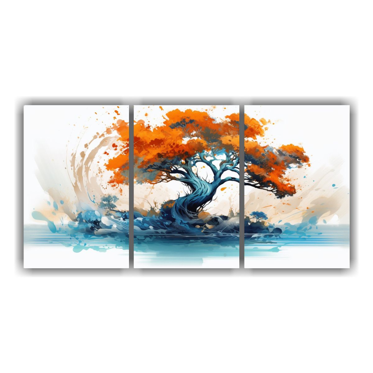 GENERICO - Set 3 Cuadros Fotografía Vida Árbol De Ciprés En Colores  240x120cm