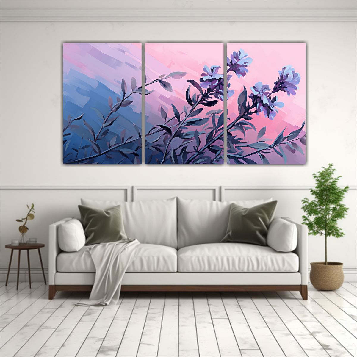 GENERICO - Cuadro Tríptico En Bastidor De Expresión, Reflejo Y Hierba 240x120cm