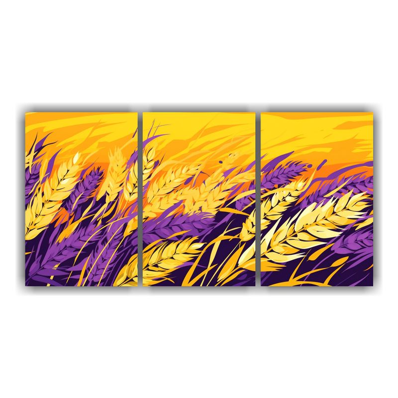 GENERICO - Pintura Mural Moderna En Tres Lienzos De Tela Con Granos De  240x120cm