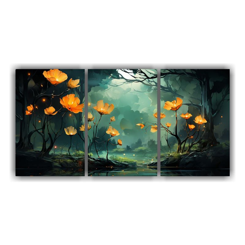 GENERICO - Pintura Mural De árbol De Aspen En Colores Verde Y Naranja, 240x120cm