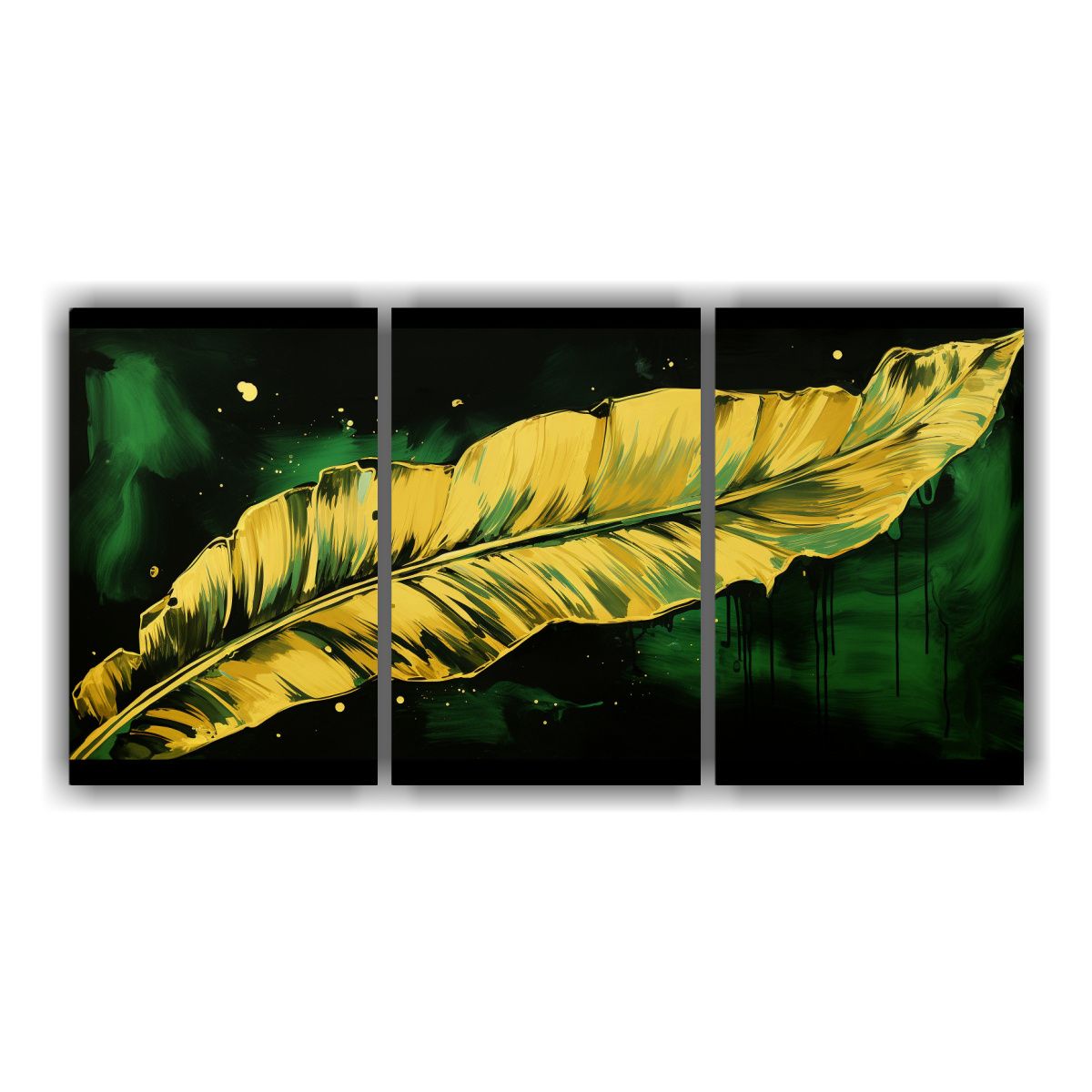 GENERICO - Pintura Decorativa Con Hojas De Plátano En Tonos Verdes Y D 240x120cm