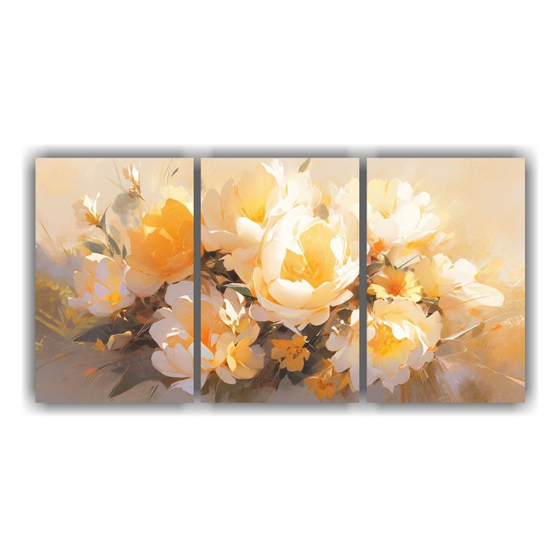 GENERICO - Flores Amarillas Y Doradas En Perspectiva Intensa: Tríptico 240x120cm