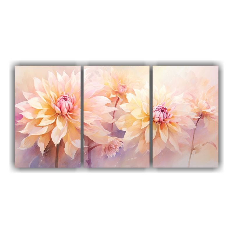 GENERICO - Conjunto 3 Cuadros Fotografía Creatividad Dahlias Flores Do 240x120cm