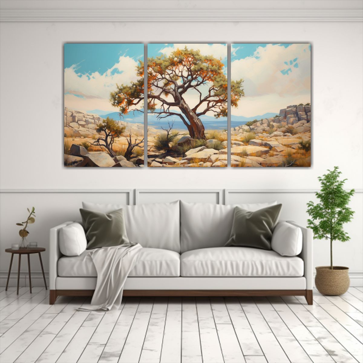 GENERICO - Cuadro Abstracto Set 3 Canvas Modernos Reflejo A Joshua Tree 240x120cm