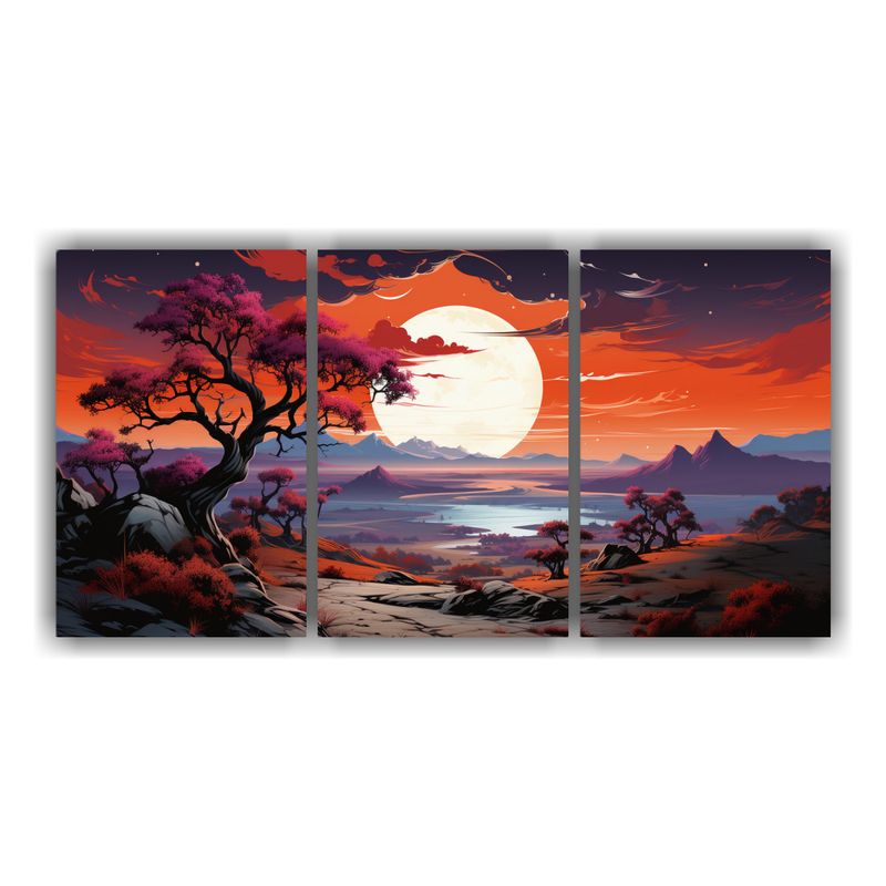 GENERICO - Paisaje Acuarela Baño A Joshua Tree En Colores Púrpura Y N 240x120cm
