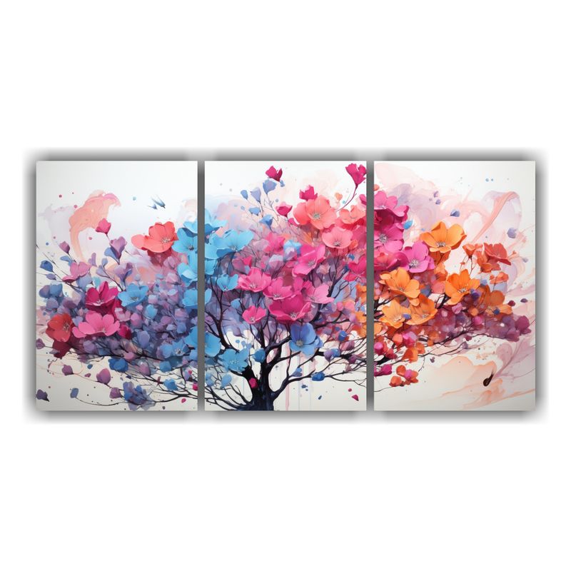 GENERICO - Tres Lienzos Estilo Galería: Árbol De Acacia En Colores De 240x120cm