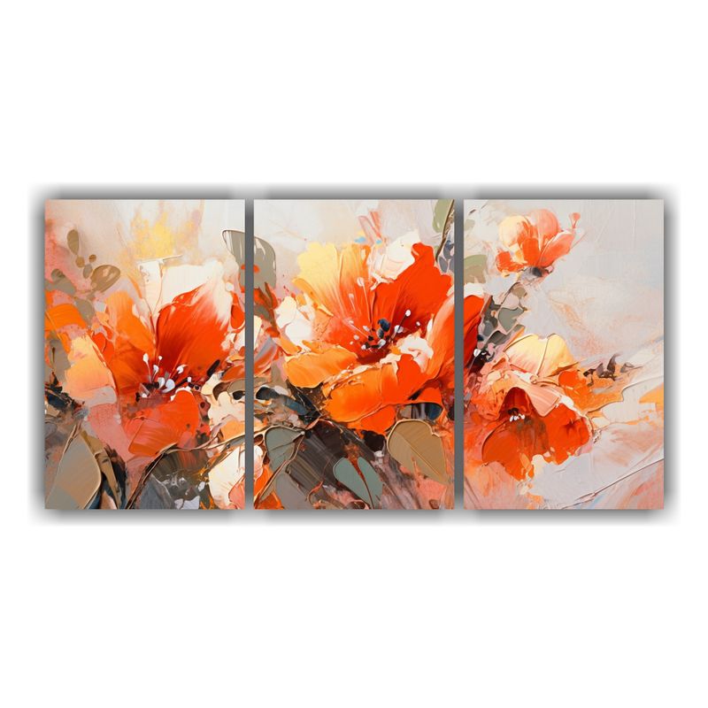 GENERICO - Pintura A La Naranja De Flores En Lienzo Estilo Mural De Alt 240x120cm