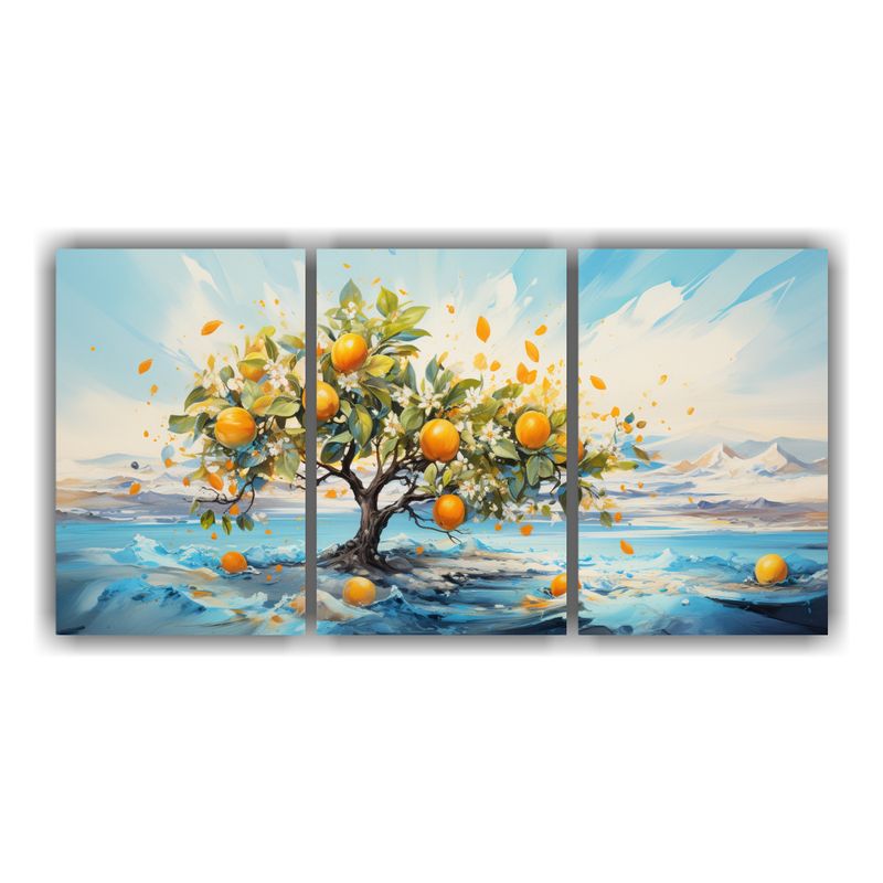 GENERICO - Cuadros De Árbol Naranja Y Azul Abstracto, Llamativo 240x120cm
