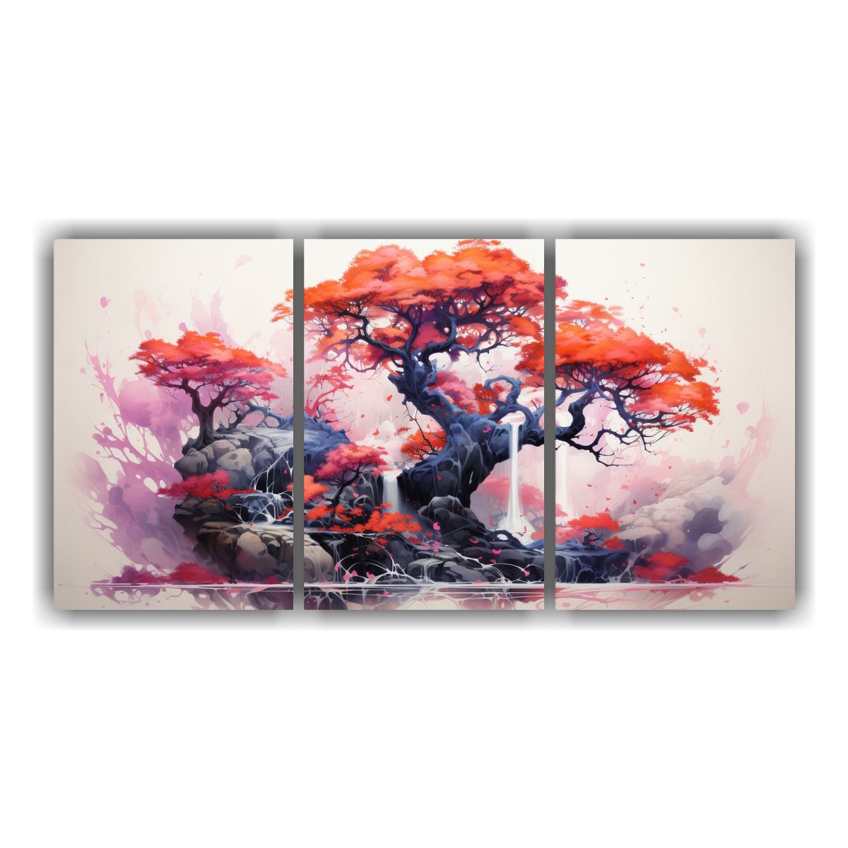 GENERICO - Pintura Abstracta Original En Colores Fucsia, Naranja Y Azul 240x120cm