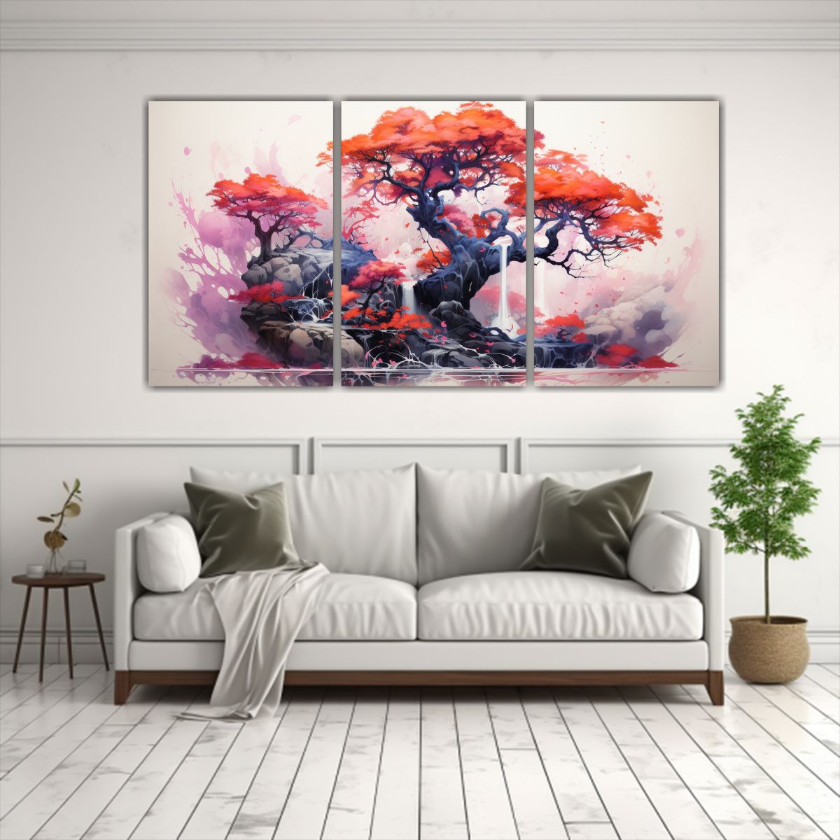 GENERICO - Pintura Abstracta Original En Colores Fucsia, Naranja Y Azul 240x120cm