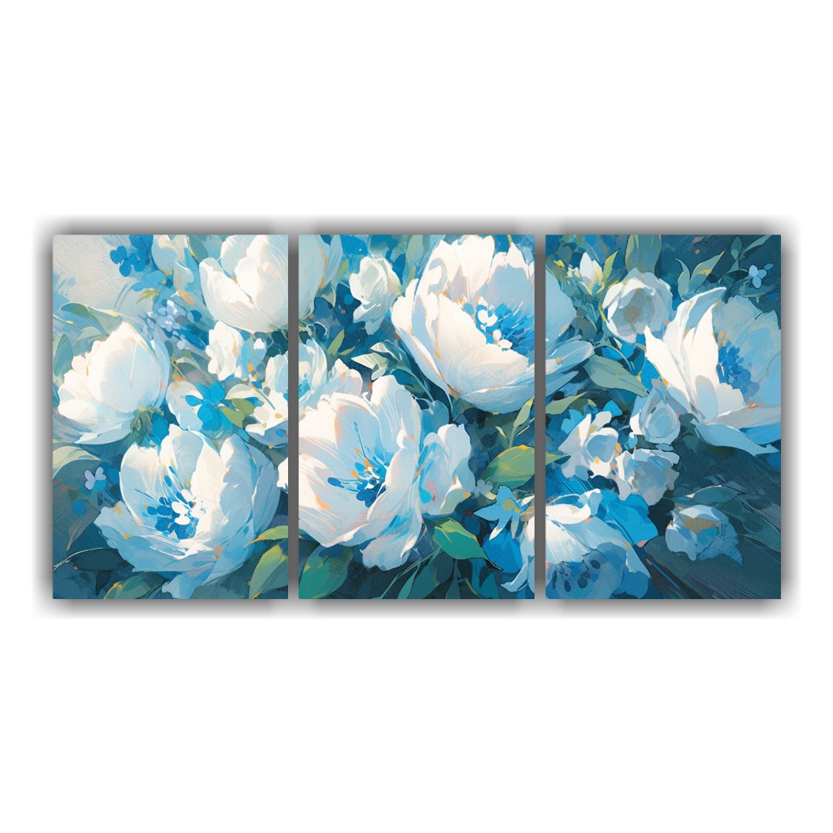 GENERICO - Pintura En Lienzo De Flores En Colores Turquesa Y Azul Para  240x120cm