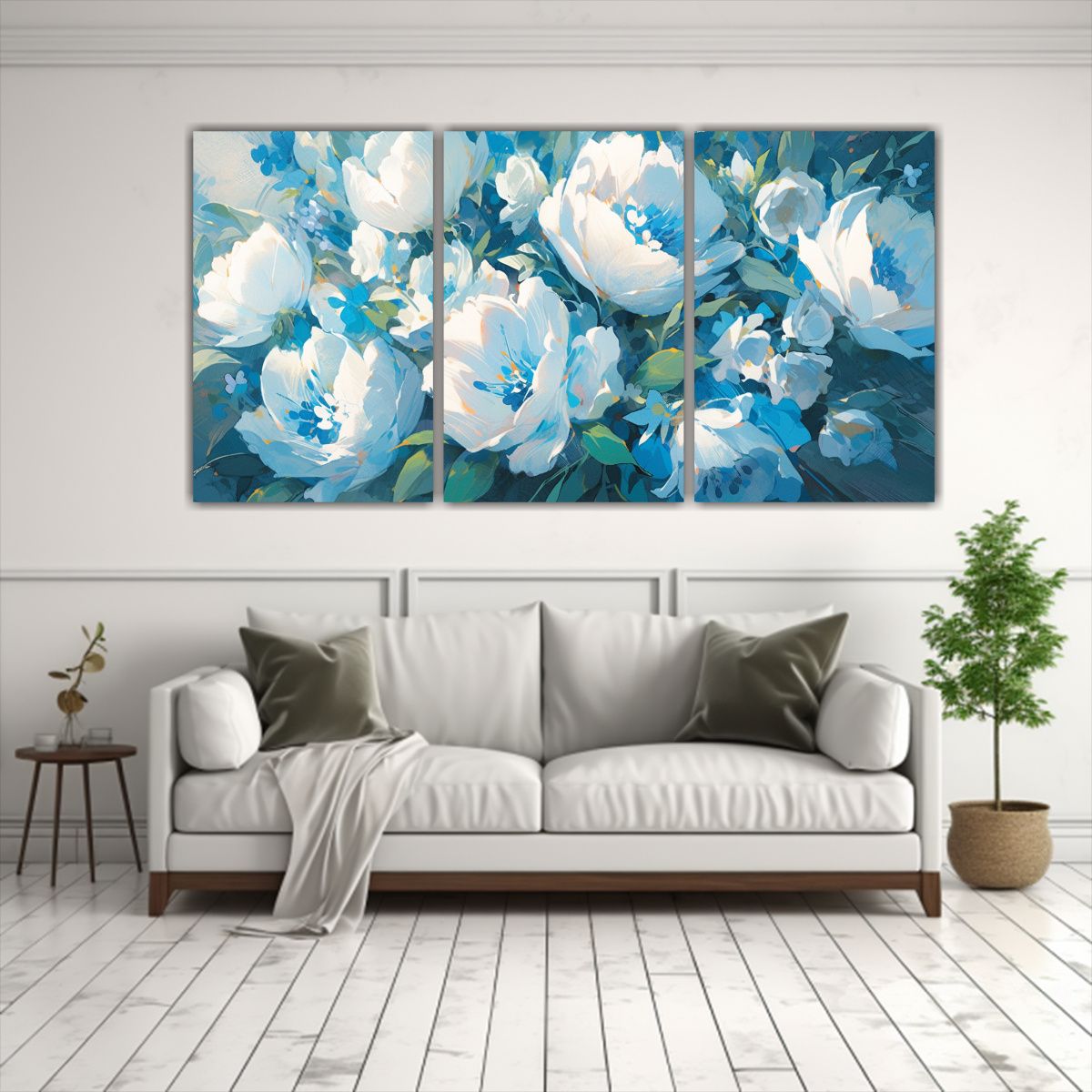 GENERICO - Pintura En Lienzo De Flores En Colores Turquesa Y Azul Para  240x120cm