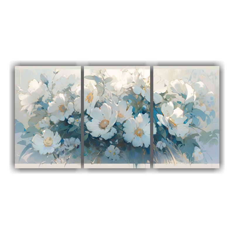 GENERICO - Pintura En Lienzo Estilo Galería Con Flores En Colores Blan 240x120cm