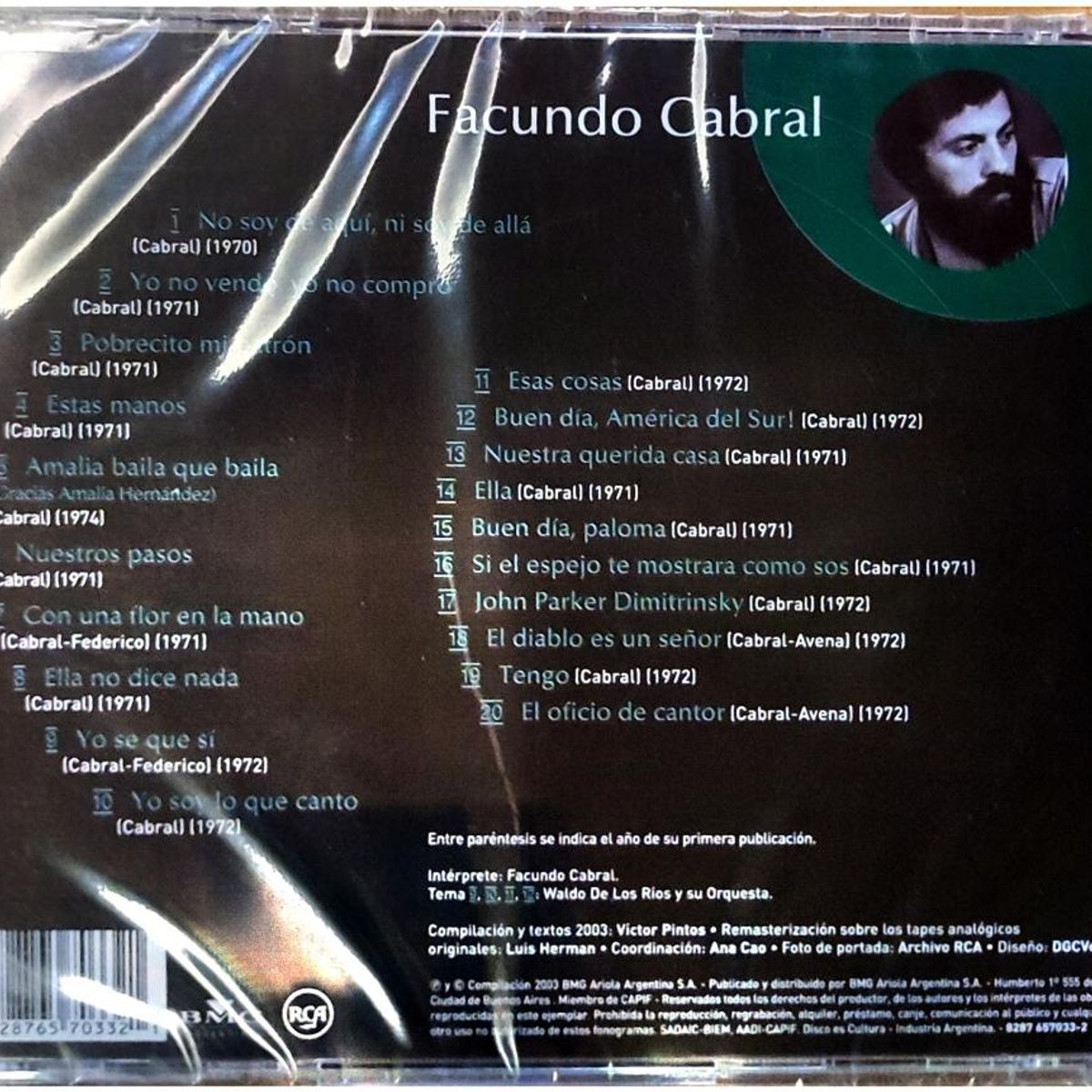 HITWAY MUSIC - FACUNDO CABRAL - INOLVIDABLES RCA: 20 GRANDES EXITOS - CD