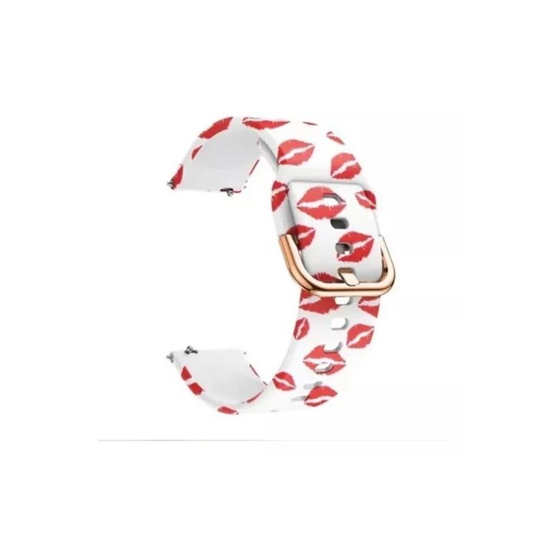 GENERICO - Correa Compatible Samsung Watch Active 1 & 2 Labio Rojo 20mm
