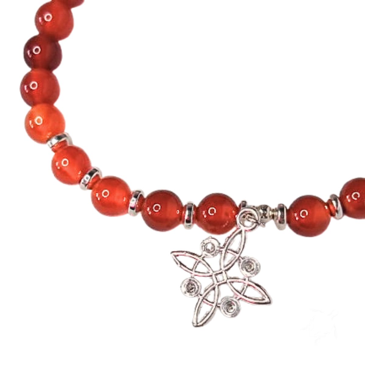 GENERICO - Pulsera Ágata de Cornalina y Nudo de Bruja de plata