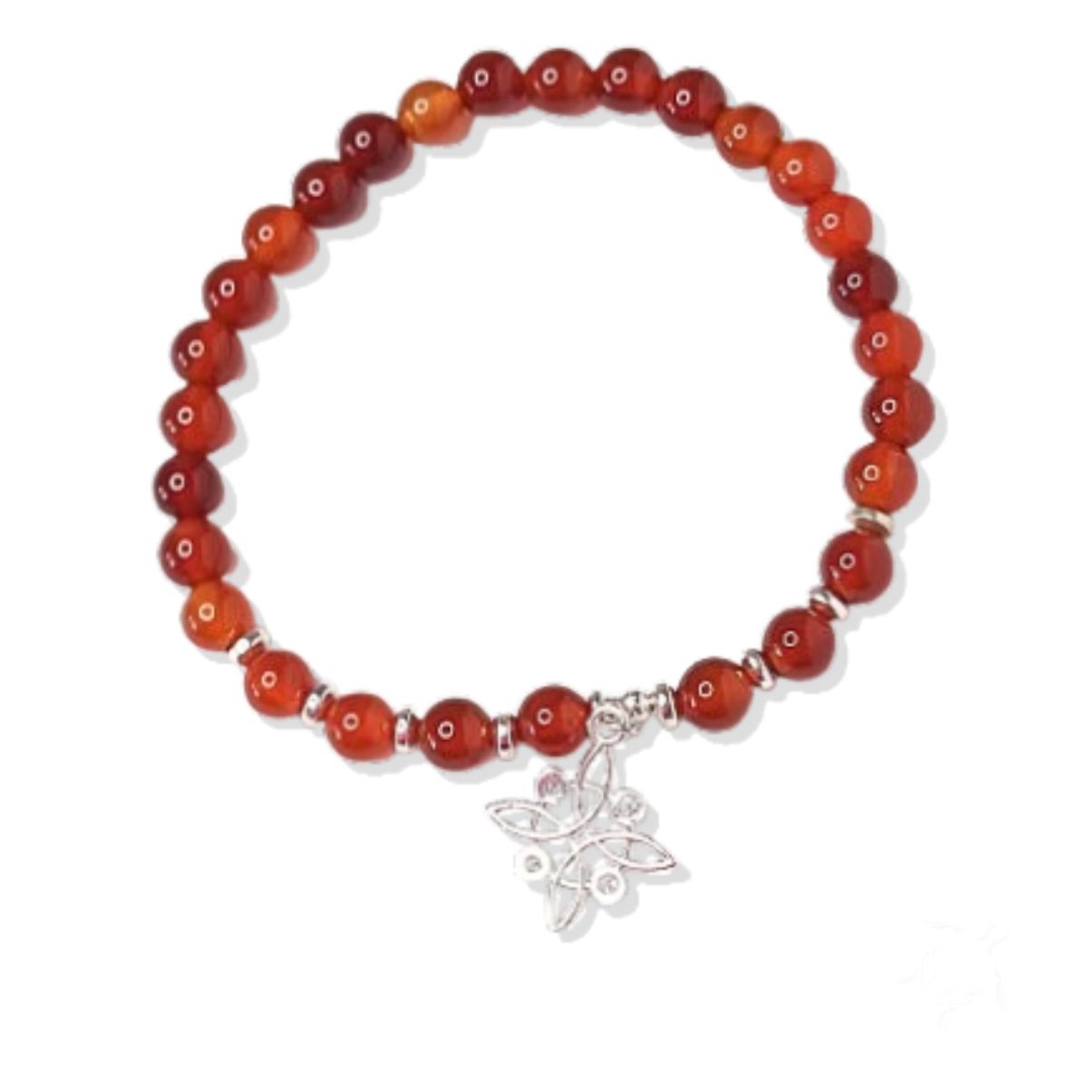 GENERICO - Pulsera Ágata de Cornalina y Nudo de Bruja de plata